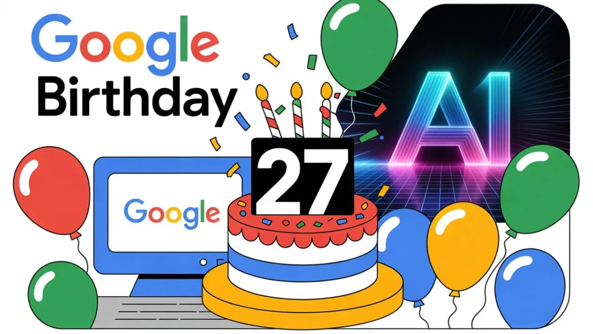 Google 27th birthday Doodle celebrating 27 years of innovation and AI