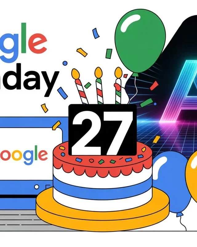Google 27th birthday Doodle celebrating 27 years of innovation and AI