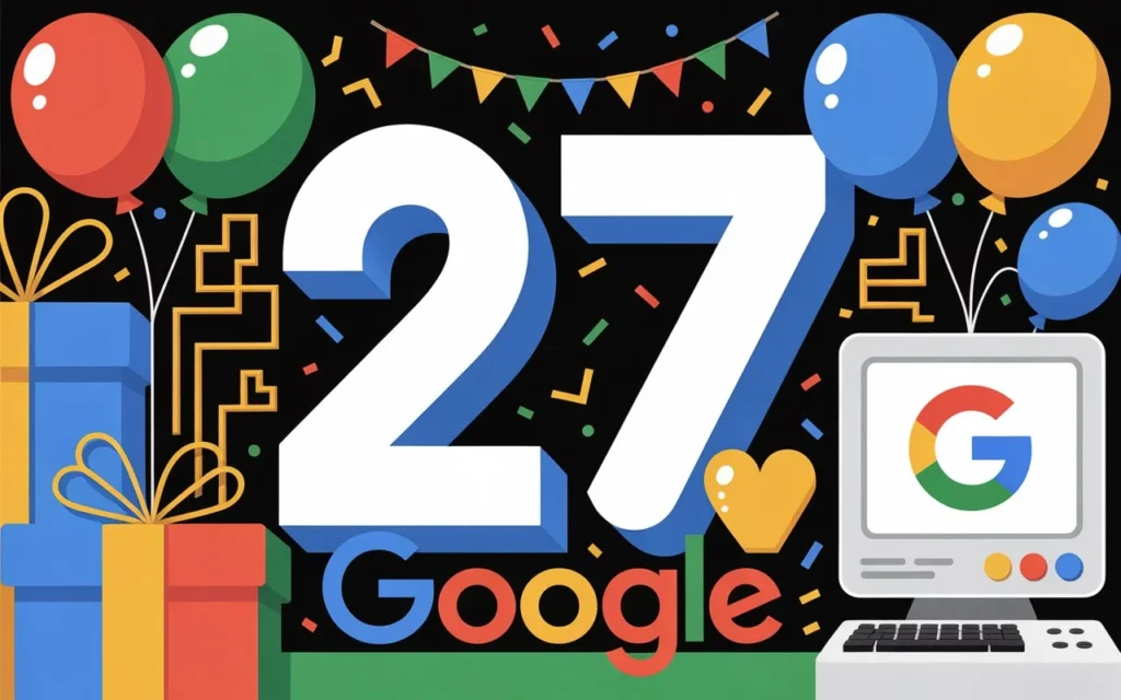 Google 27th birthday Doodle celebrating 27 years of innovation and AI