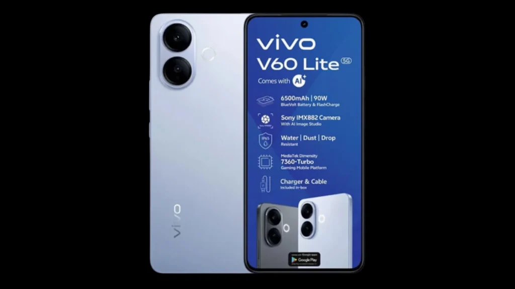 Vivo V60 Lite 4G front and back design with AMOLED display
