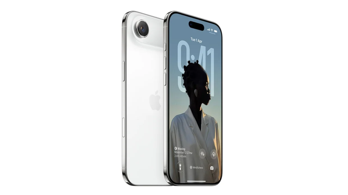 Premium titanium frame of the iPhone 17 Air with elegant Space Black finish.
