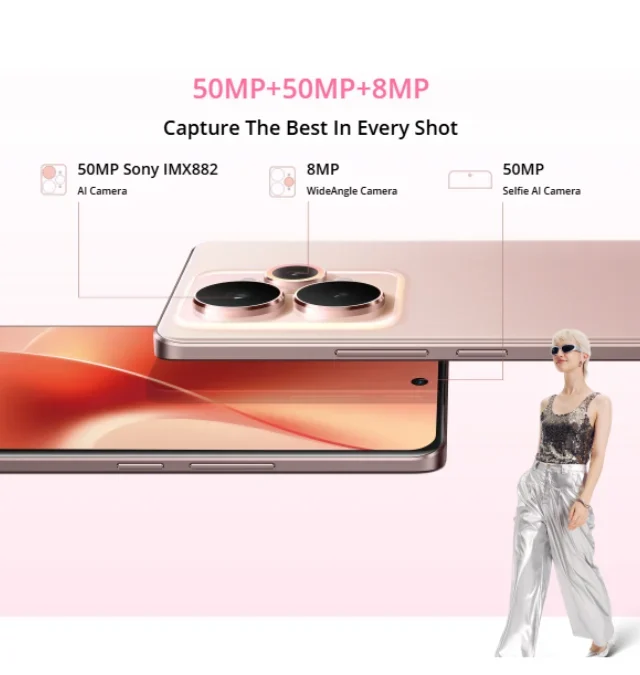 Realme 15 5G smartphone in Racing Silver with 7000mAh battery and dual 50MP camera