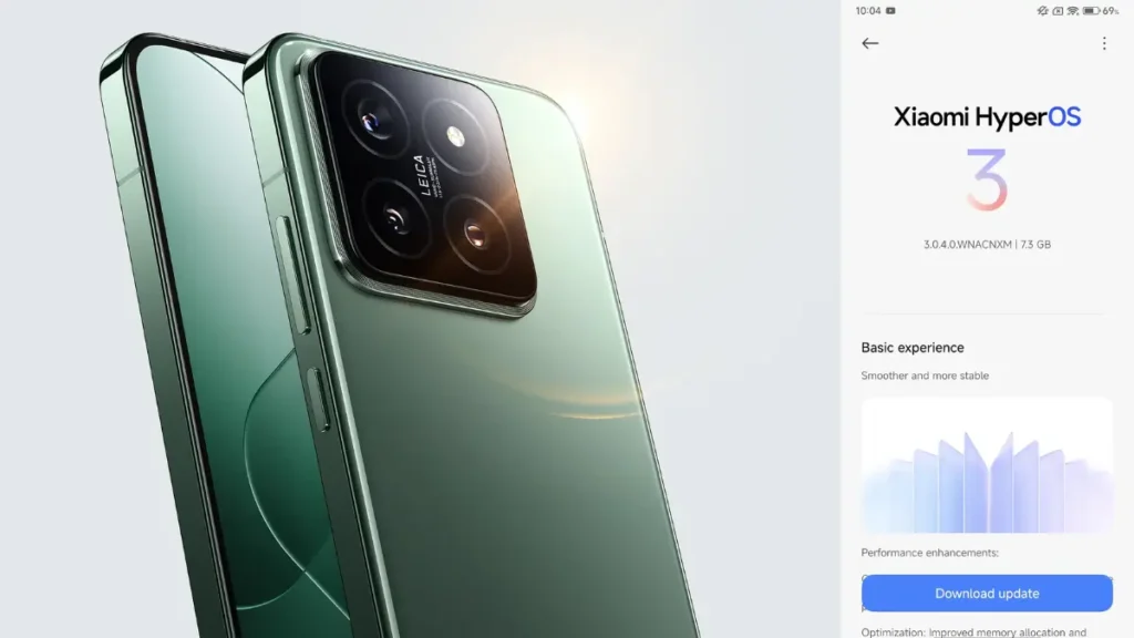 Xiaomi 14 receiving HyperOS 3 Android 16 update version 3.0.2.0.WNCMIXM