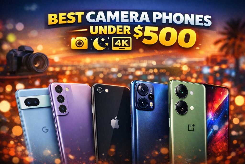 Best Camera Phones Under $500 in the USA (2025): Stunning Photos Without Paying Flagship Prices 1 Best camera phones under $500 featuring Pixel, Samsung, iPhone, OnePlus and Motorola with high-quality camera setups
