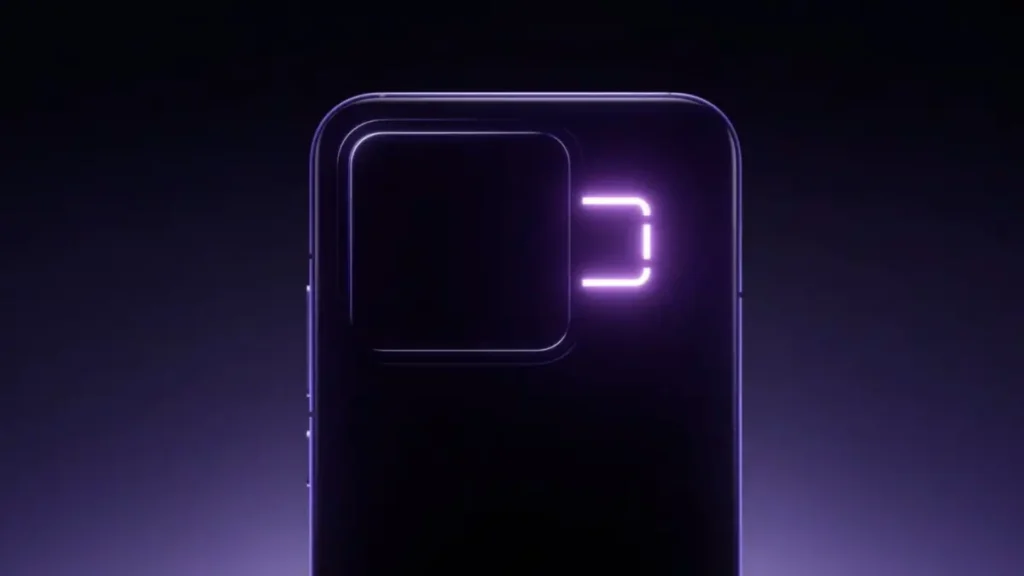 Realme Neo 8 5g Leaks: 8,000mAh Battery, Snapdragon 8 Gen 5 & 165Hz OLED Revealed 1 Realme Neo 8 5G teaser image showing glowing camera module design with futuristic LED lighting