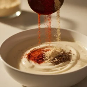 Creamy Quesadilla Sauce Recipe 5 Adding chipotle sauce and spices to quesadilla sauce mixture