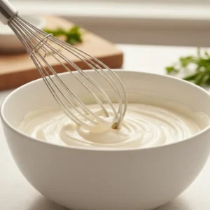 Creamy Quesadilla Sauce Recipe 4 Mixing mayonnaise and sour cream for quesadilla sauce base