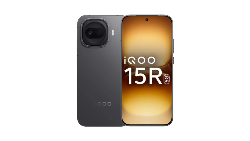 iQOO 15R Launched in India: Snapdragon Power, 7600mAh Battery & 144Hz AMOLED at Shocking Price! 1 iQOO 15R 5G smartphone in Dark Grey color showing front AMOLED display and dual rear camera module