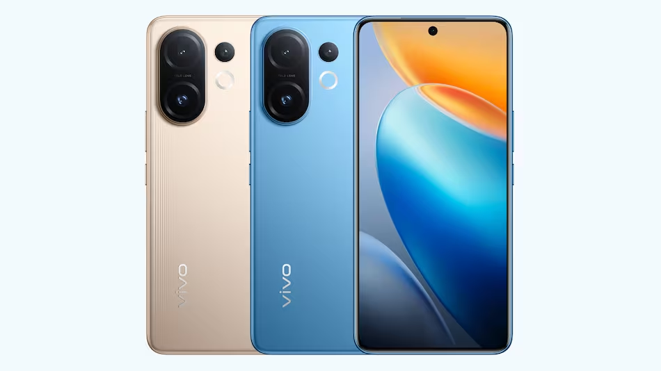 Vivo T5 Pro Launch in India Soon: 9,000mAh Battery, 144Hz Display & Powerful Specs Leaked 1 Vivo T5 Pro smartphone in gold and blue colors showing front display and dual rear camera design with AMOLED screen