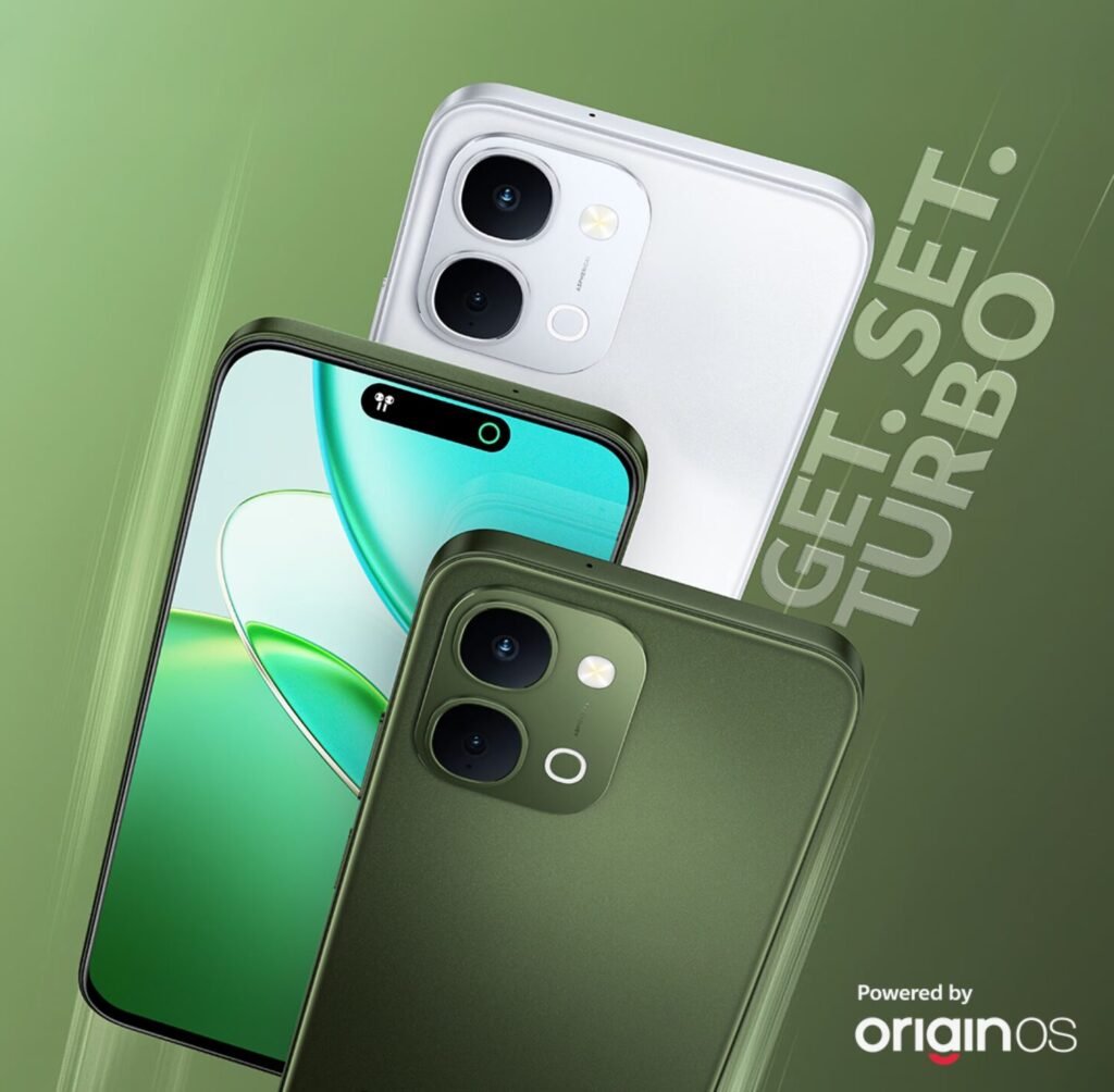 Vivo T5x 5G: The Ultimate Budget Powerhouse with 7200mAh Battery, Dimensity 7400 & 120Hz Display 1 Vivo T5x 5G smartphone in green and silver colors featuring dual rear cameras, sleek design, and punch-hole display with “Fastest Smartphone in the Segment” branding.