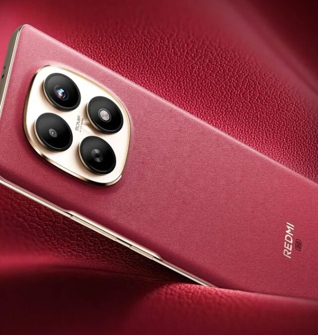 Redmi Note 15 Special Edition crimson red vegan leather design with quad camera module and premium finish