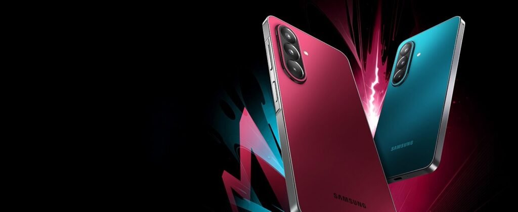 Samsung Galaxy M47 5G Launched in India: Price, Specifications, Features, AI Upgrades 12 Samsung Galaxy M47 5G in red and teal color options showcasing its premium rear design, triple camera setup, and sleek flat-edge frame.